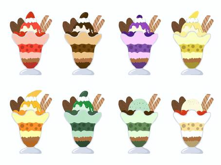 Illustration, parfait, fruits, cream, 