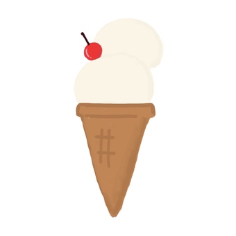 アイスクリームのイラスト アイスクリーム,ソフトクリーム,デザート,おいしい,つめたい,しみる,手描き,コーン,さくらんぼのイラスト素材