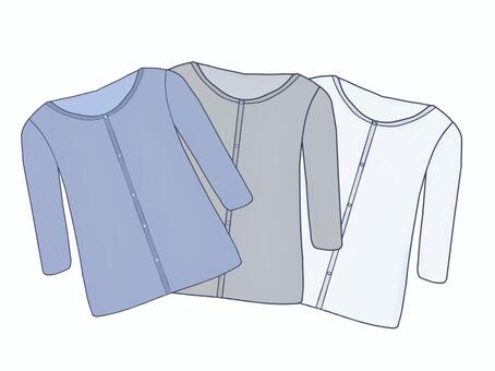 男性用前開き肌着3枚セット 男性,肌着,下着,アンダーウェア,トップス,衣類,シンプル,清潔感,カットソー,七分丈のイラスト素材