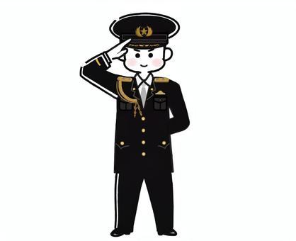 警察官・礼服 警察官,儀礼服,礼服,式典,結婚式,かわいい,敬礼,黒,公務員,職業のイラスト素材