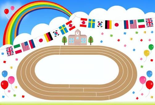 Rainbow and cloud frame (athletic meet), JPG, PNG and AI Rainbow and cloud frame (athletic meet), नीला आकाश, इंद्रधनुष, एथलेटिक मिलने, JPG, PNG and AI