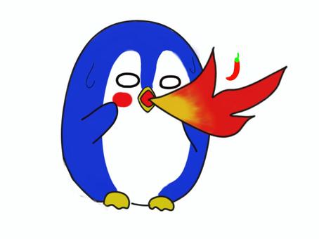 Illustration, penguin, spicy, red peppers, 