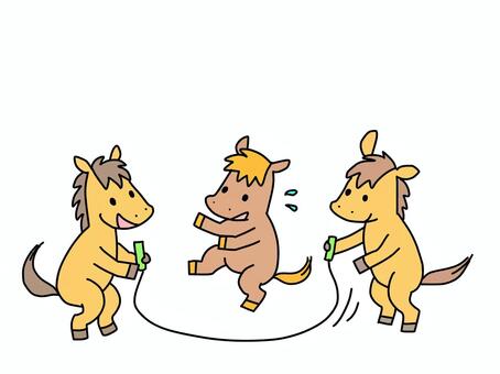 縄跳びをする馬 馬,縄跳び,スポーツ,年賀状,運動のイラスト素材
