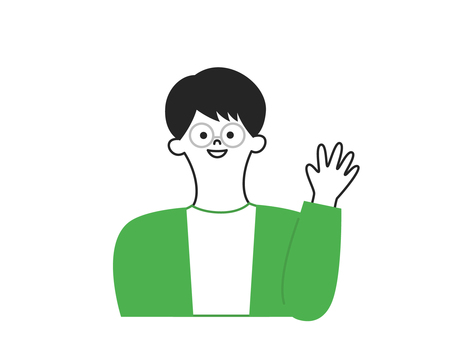 黒髪の眼鏡男子 HELLO 黒髪の眼鏡男子 HELLO 人,男,眼鏡,ビジネス,緑,hello,挨拶,やぁ,こんにちは,どうものイラスト素材