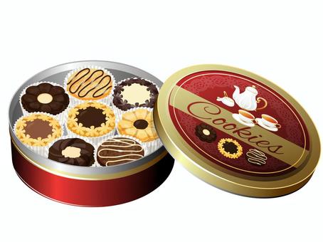 クッキー缶（アソートクッキー） クッキー缶,クッキー,缶,スイーツ,料理,食べ物,アソート,チョコレートのイラスト素材