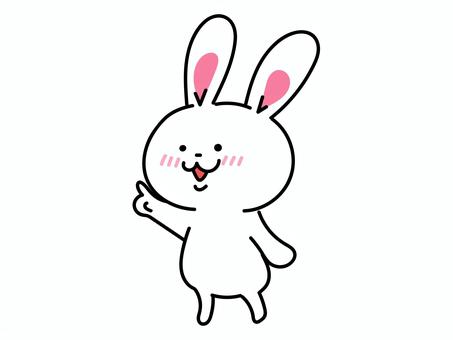 指差しポーズのうさぎ うさぎ,指差し,人差し指,1番,ひとつ,一個,押す,示す,差す,ポーズのイラスト素材