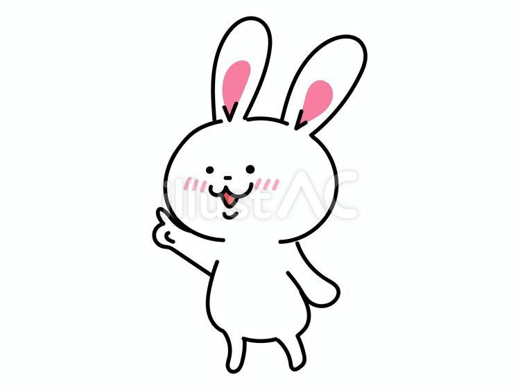 指差しポーズのうさぎ うさぎ,指差し,人差し指のイラスト素材