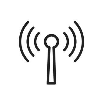 通信マーク（枠・黒） 通信,アイコン,電波,アンテナ,ネットワーク,黒,シンプル,線画,枠,イラストのイラスト素材