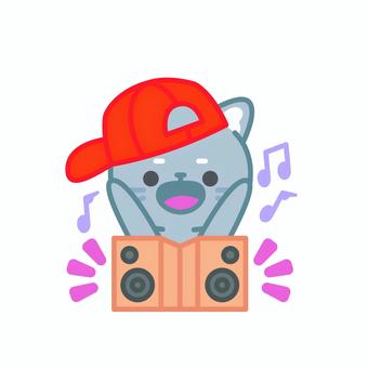 イラスト021 猫,dj,ヒップホップ,ミュージック,スピーカー,キャップ帽,音符,ダンス,パーティー,かわいいのイラスト素材