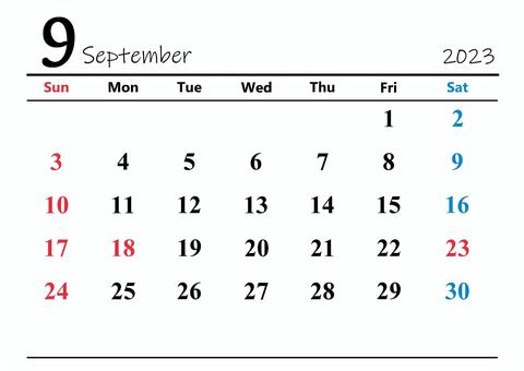 2023年(令和5年)9月 カレンダー 2023年(令和5年)9月 カレンダー カレンダー,2023年,令和5年のイラスト素材