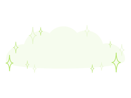 魔法とファンタジー・キラキラ光る雲の背景 雲,フレーム,キラキラ,飾り枠,星,背景,淡い,緑,モチーフ,ポップのイラスト素材