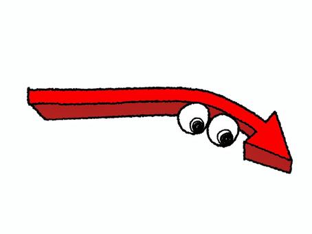下がる矢印 矢印,立体,下がる,フォント,目,宣伝用,お知らせ用,イメージ,pop調,手描きのイラスト素材