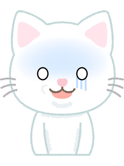 白猫どん引き ネコ,どん引き,引く,蒼白,青ざめる,苦笑い,白猫,動物,キャット,ペットのイラスト素材