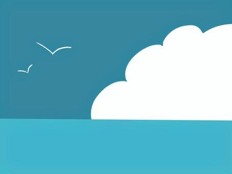 入道雲と海 水平線,入道雲,水中,海,アクア,幻想的,美しい,マリン,海景,背景のイラスト素材