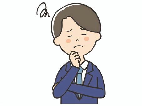 悩むスーツの男性 悩むスーツの男性 男性,悩む,困る,不安,考える,心配,わからない,不満,男,父のイラスト素材