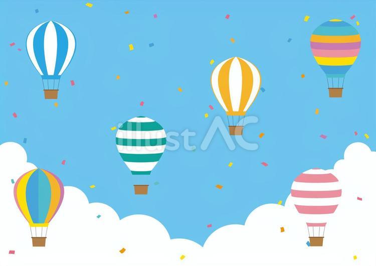 空と気球の背景素材 気球,ポップ,空のイラスト素材