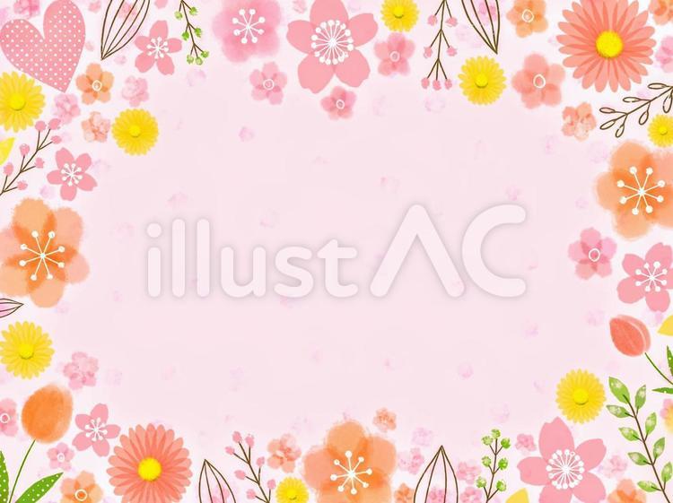 春ときめくフレーム・アート2 春,桜,チューリップのイラスト素材