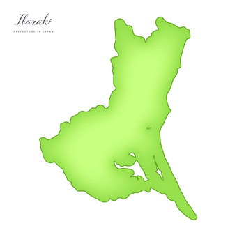 ソフトな立体感のある、茨城県の地図 茨城県,地図,マップ,地理,つくば市,つくばみらい市,水戸市,日立市,ひたちなか市,霞ヶ浦のイラスト素材