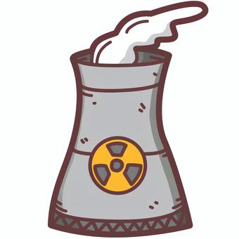 原子力発電所のかわいいデフォルメイラスト 原子力,発電所,核,放射能,エネルギー,開発,ウラン,燃料,核分裂,冷却水のイラスト素材