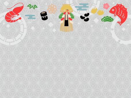 正月に使えるフレーム背景17 正月,元日,和,1月,年賀状,シンプル,鯛,おせち,祝い,えびのイラスト素材