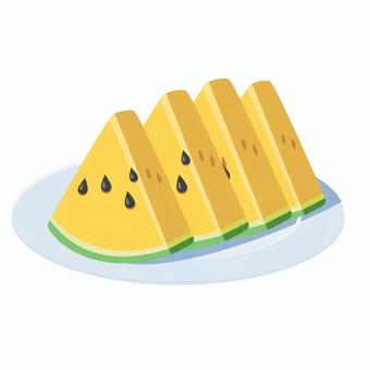 Illustration, watermelon, cut, yellow, 