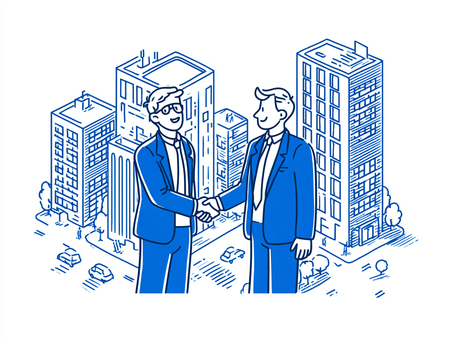 都会で握手するビジネスマン