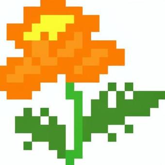 It's an orange poppy in pixel art., JPG, PNG and AI It's an orange poppy in pixel art., dot picture, poppy, simple, JPG, PNG and AI