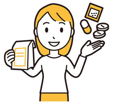  ロングヘア女性(黄)-560-バスト 薬,女性,女の子,人物,かわいい,医薬品,カプセル,薬局,ドラッグストア,錠剤のイラスト素材