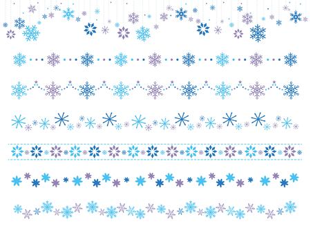 雪の結晶のラインセット2 雪の結晶,飾り罫,セット,ライン,罫線,冬,ガーランド,クリスマス,フレーム,線のイラスト素材