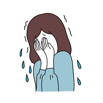顔を覆って泣いている女性 働く女性,女性,成人,人物,1人,泣く,悲しむ,ミス,震える,嗚咽のイラスト素材