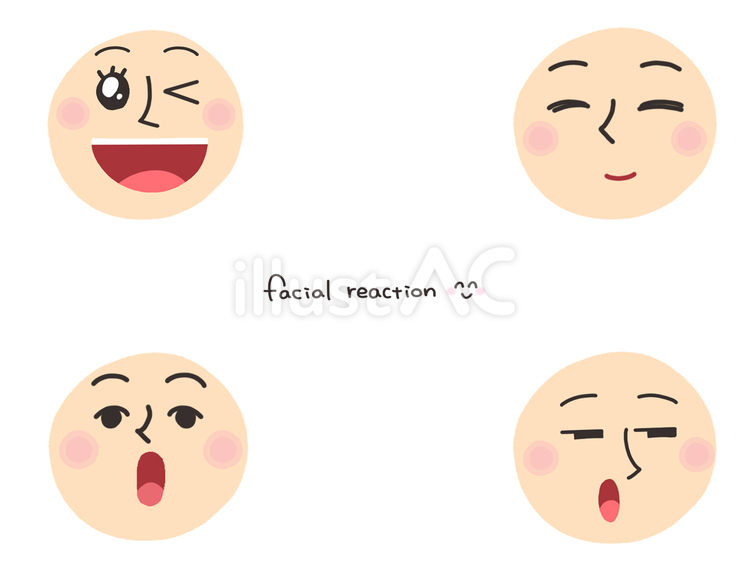 顔のリアクション 顔,笑顔,微笑みのイラスト素材