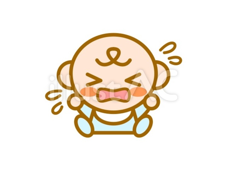 赤ちゃん　泣き　青 赤ちゃん,育児,涙のイラスト素材