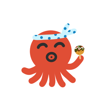タコ・はちまきとたこ焼き タコ,はちまき,たこ焼き,海の生き物,笑顔,お祭り,屋台,可愛い,手書き,赤のイラスト素材