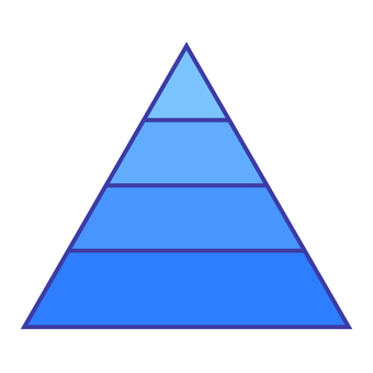 青色のピラミッド図のテンプレート ピラミッド図,階層,4段階,段階,階級,図解,インフォグラフィック,三角,重なる,青のイラスト素材