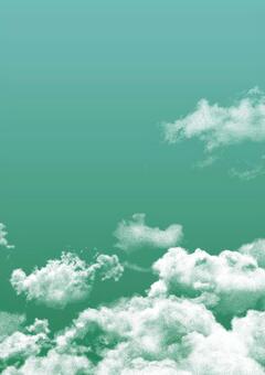 【縦】空と雲の幻想的な背景素材緑 緑,グリーン,空,雲,背景,青空,コピースペース,縦位置,白い雲,テクスチャのイラスト素材