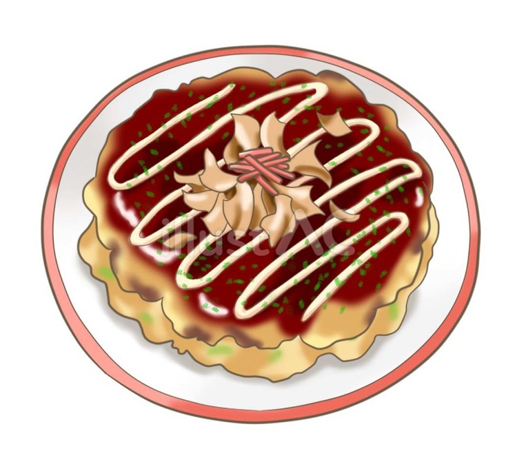定番家庭料理　お好み焼きのイラスト お好み焼き,食べ物,料理のイラスト素材