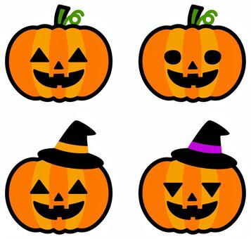 ジャックオーランタン4種類 ハロウィン,カボチャ,かぼちゃ,ジャック,ジャックオランタン,ジャックオーランタン,イベント,行事,秋のイラスト素材
