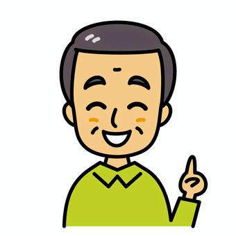 おじいさん　説明 説明,おじいさん,高齢者,案内,おすすめ,ガイド,指,成人,人差し指,一番のイラスト素材