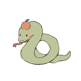 年賀状用_かわいい巳の手描きイラスト