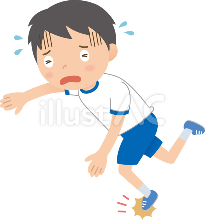 転ぶ男子中高校生（体操着） 中学生,高校生,転ぶのイラスト素材