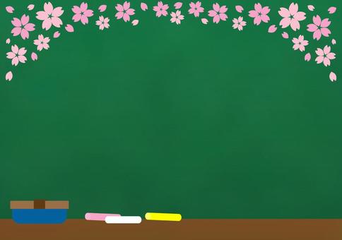 Sakura blackboard frame, entrance ceremony, into the park, cherry blossoms, JPG and AI