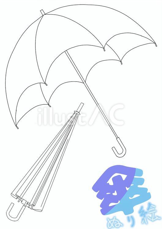 傘の塗り絵 梅雨,雨,日傘のイラスト素材