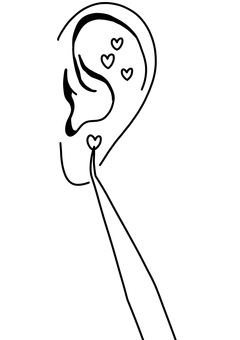 耳ツボジュエリー　ハート線画 耳ツボ,ジュエリー,ハート,ピンセット,装着,線画のイラスト素材