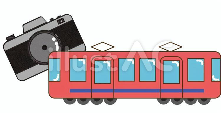 撮り鉄　カメラと電車 電車,撮り鉄,写真家のイラスト素材