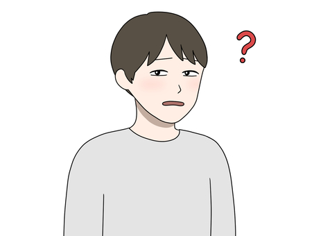 怪訝な顔を向ける男性 はてな,謎,意味不明,分からない,理解不能,何それ,どういうこと,わけわからん,ちんぷんかんぷん,とんちんかんのイラスト素材