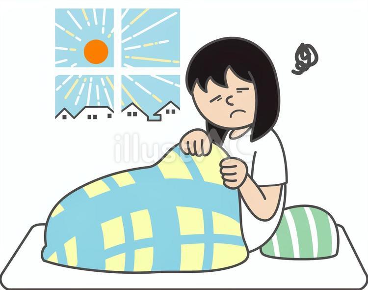 睡眠不足の女の子 女の子,寝起き,早起きのイラスト素材