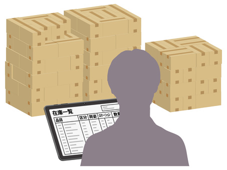 在庫確認・棚卸 在庫,棚卸,資産,管理,業務,決算,締日,数量,状態,確認のイラスト素材