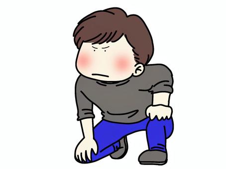 片膝をつく人 片膝をつく人 男性,全身,片膝,腕まくり,かわいいのイラスト素材
