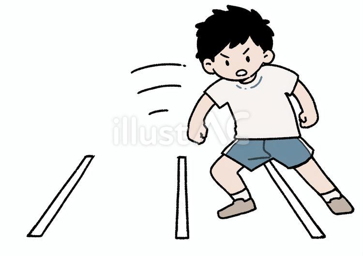 反復横跳び(男子生徒) 反復横跳び,体力測定,テストのイラスト素材