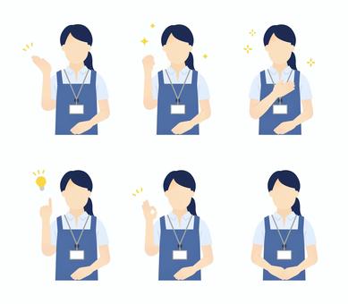 エプロン姿の介護士のイラスト素材セット エプロン姿の介護士のイラスト素材セット 女性,エプロン,介護士,保育士,家事代行,ヘルパー,ホームヘルパー,介護ヘルパー,ベビーシッター,アルバイトのイラスト素材